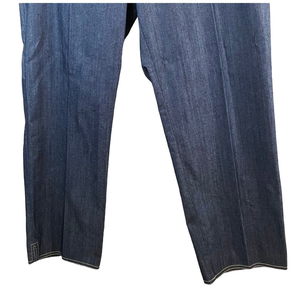 St John Chambray Denim Cropped Wide Leg Trouser Pants Blue 12 USA Old Money Work - Picture 4 of 8